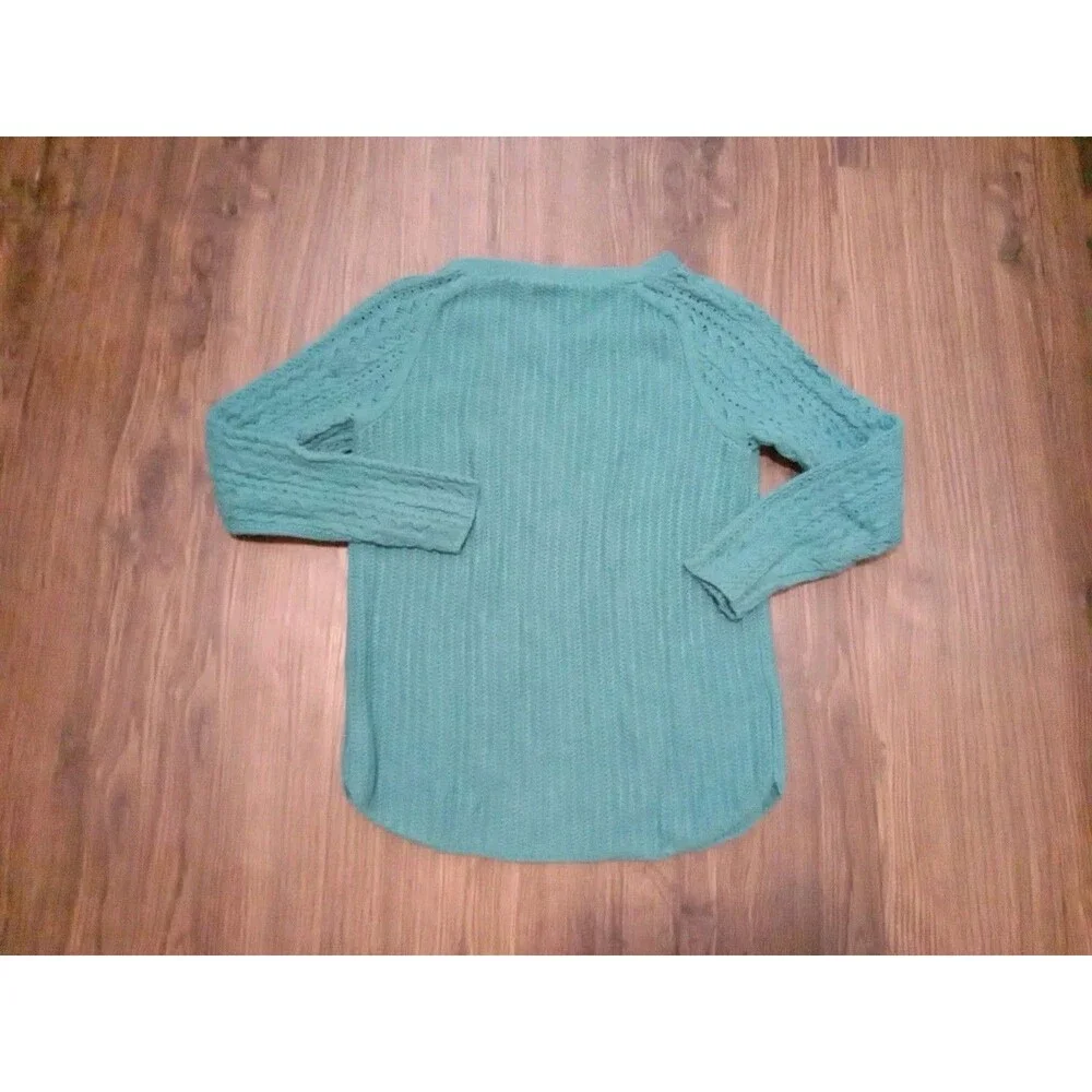 Loft Sweater Womens Size Large pullover Blue/green Crewneck Cotton Wool Blend